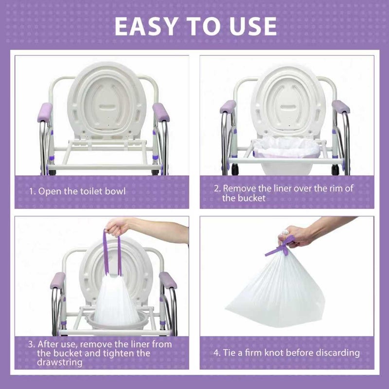 ININCARE Commode Liners for Bedside Commode, Portable Toilet, potty, Bed Pan, 120 Count Lavender Scented Disposable Potty Chair Liners & Portable Toilet Bags, Fit Most Standard Toilet Chair Bucket - Image 2